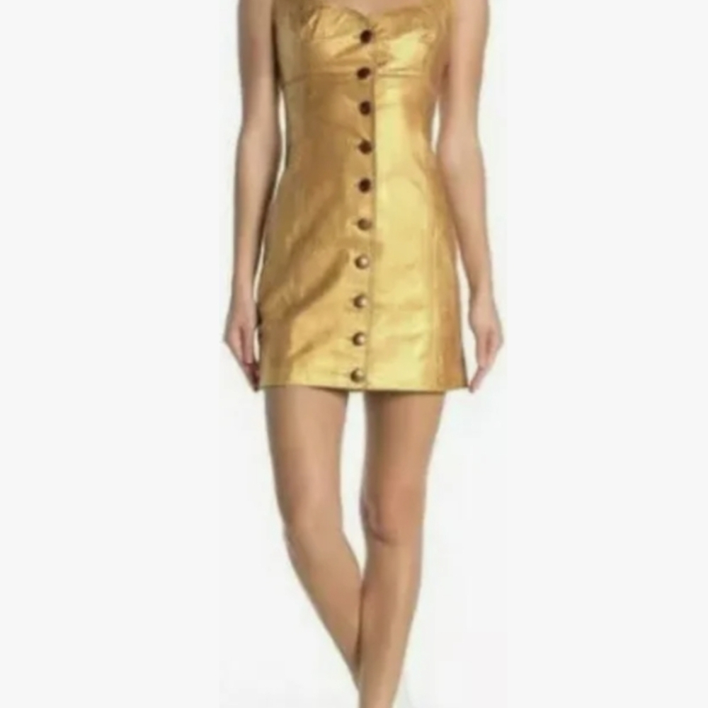 Free People Metallic Gold Mini Dress